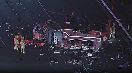 8 firefighters injured as truck rolls over in Irvine, California