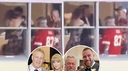 Taylor Swift, Travis Kelce kiss in front of dads after Chiefs win