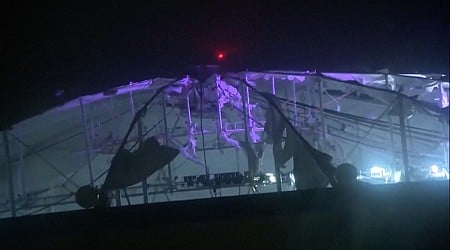 Watch: Stadium roof torn by Hurricane Milton's winds