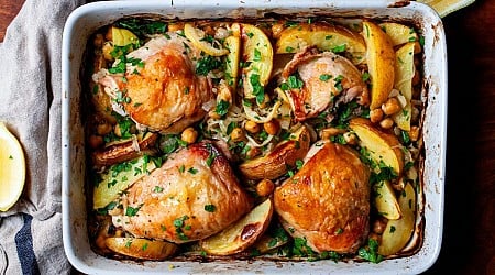 lemon chicken with potatoes and chickpeas