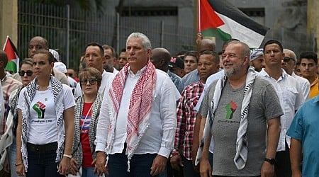 Cuban president leads pro-Palestinian march in Havana