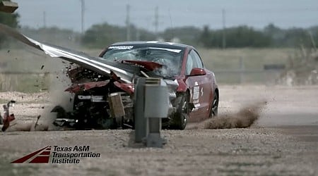 A crash test reveals EVs aren't stopped by guardrails, compared to gas engines