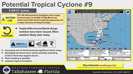 Potential Tropical Cyclone 9 path shifted further east overnight. Here's the latest