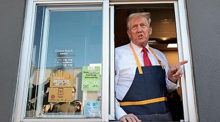 Trump works drive-thru at Bucks County McDonald's before town hall in Lancaster, Pennsylvania