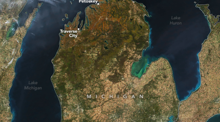 Michigan's Majestic Fall Leaf Display Captured From Space