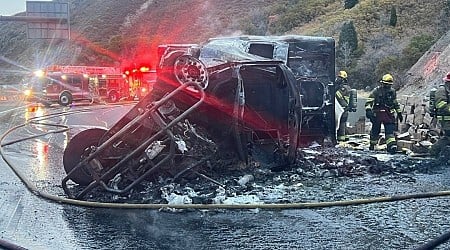 CLOSURE: Semi-truck overturns in Parley’s Canyon, road closed