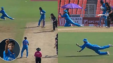 INDW vs NZW [WATCH]: Deepti Sharma pulls off a stunning catch in the slips to dismiss Georgia Plimmer