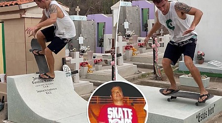 Skateboarders pay touching tribute to dead friend by building him a unique headstone