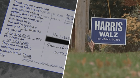 Shrewsbury woman with Harris lawn sign mailed fraudulent postcard