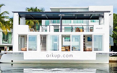 Arkup unveils its latest solar-electric modular houseboat, complete with Starlink