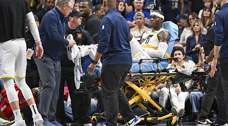 Utah Jazz's Taylor Hendricks stretchered off the floor after breaking his leg