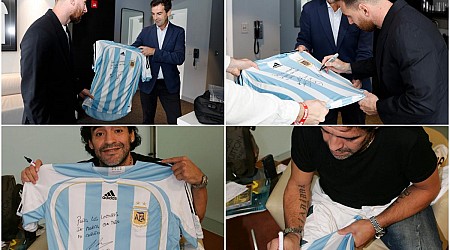 MARCA tiene la 'camiseta del siglo': Messi firmó al lado de Maradona... 18 años después