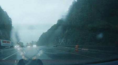 Watch: I-40 mudslide triggered by Helene nearly takes out couple in Blue Ridge Mountains