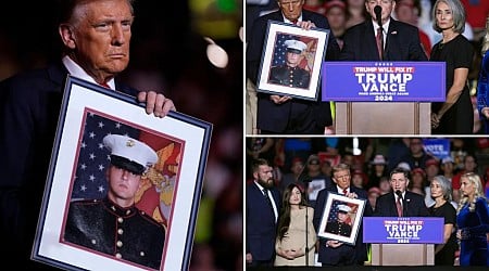 Trump brings family members of cartel crime victim and Marine veteran Nicholas Quets on stage at Nevada rally