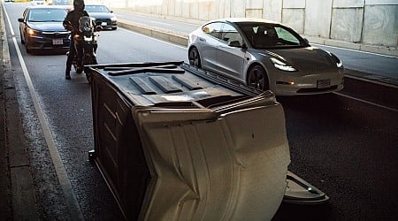 Porta-potty Storrowing reported on Memorial Drive in Cambridge