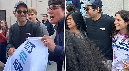 Paul Rudd hands out water and snacks to Pennsylvania voters on Election Day