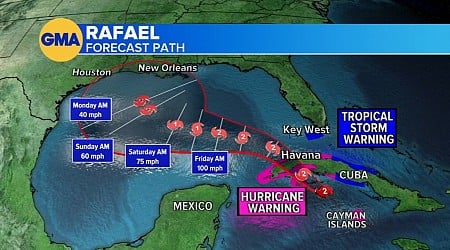 Hurricane Rafael forecast to strengthen to powerful Category 3 storm before hitting Cuba