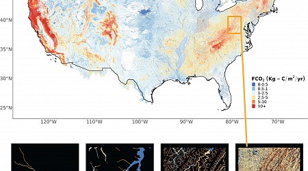 New research estimates carbon emissions from 22 million stream reaches across the US