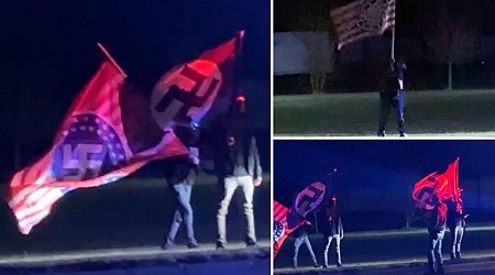 White supremacists wave Nazi flags outside Michigan Anne Frank play in