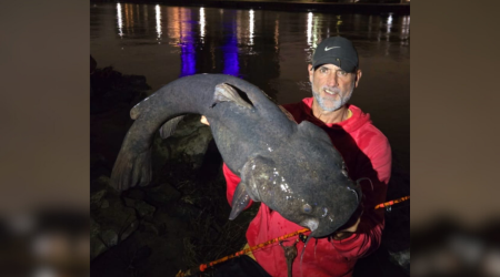 Fisherman wrangles massive catfish in Downtown Wichita