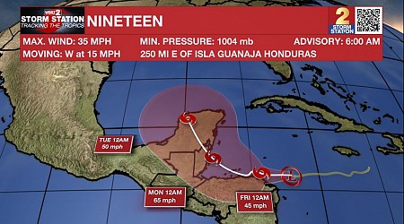 Tropical Depression Nineteen forms in the western Caribbean