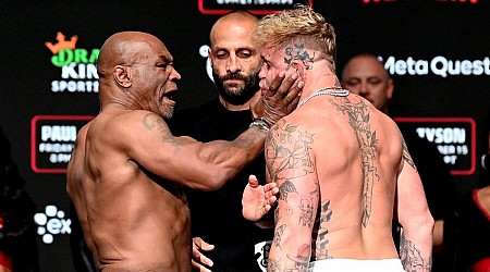 Mike Tyson slaps Jake Paul during final staredown after both fighters weigh in under 230 pounds