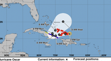 Hurricane Oscar forms off the Bahamas