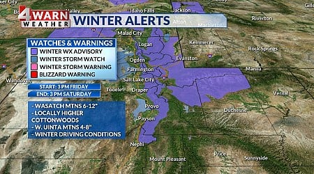 Increasing rain, snow Friday night for the Beehive State, snow showers Saturday