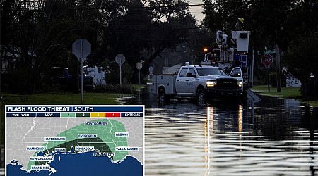 Dangerous flash flood potential covers part of Gulf Coast on Tuesday before Florida soaker