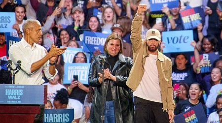 At Detroit Rally for Kamala Harris, Eminem Endorses and Obama Raps