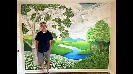 WATCH: Father flies across country to paint mural for his 1st grandchild