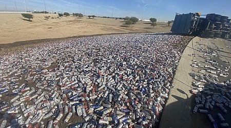 Overturned truck covers Arizona road with thousands of White Claw cans