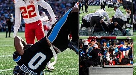 Panthers' Ja'Tavion Sanders stretchered off after scary head injury