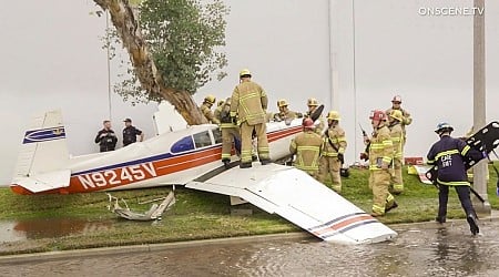 Small plane crashes while landing on California street, 2 injured