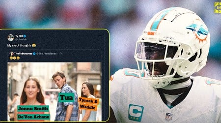 Dolphins' Tyreek Hill Jokes About Viral Meme of Tua, Jaylen Waddle, Achane and Jonnu