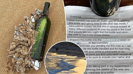 Message in a bottle washes up on Australian beach after 16 years at sea