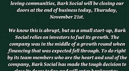 “Bark Social is no more.”