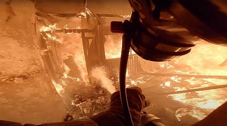 Intense POV Footage Shows Brave Firefighter Extinguish a Burning Building