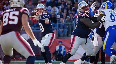 Patriots' Drake Maye with 10-yard TD pass to Kendrick Bourne vs. Rams