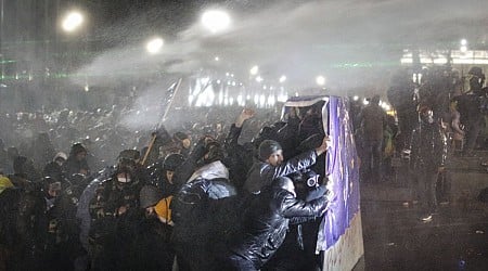 Police and protesters clash in Tbilisi after PM suspends Georgia's EU bid