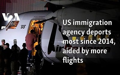 US immigration agency deports most since 2014, aided by more flights