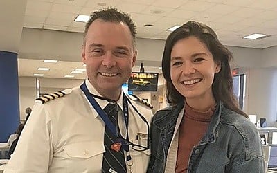 A pilot raced through the airport to surprise an old friend: the woman who saved his life