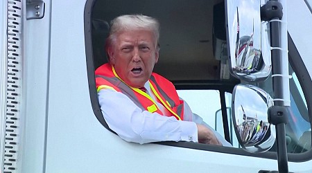 Donald Trump boards garbage truck in response to Biden comment