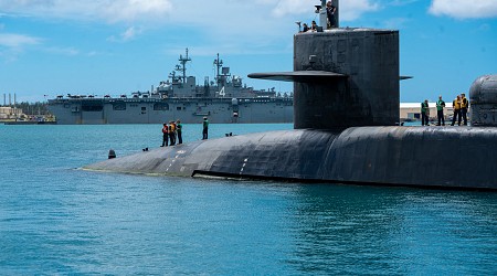 US Cruise Missile Submarine Surfaces in West Pacific Outpost