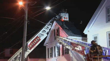 Chelsea MA fire on Cherry Street last night