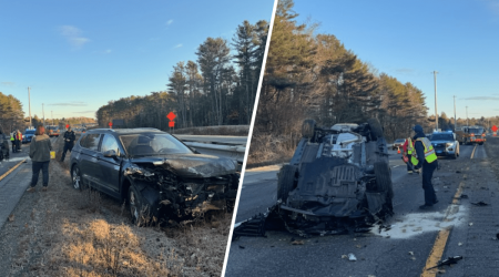 One person injured in 2-vehicle crash on I-295 in Freeport, Maine