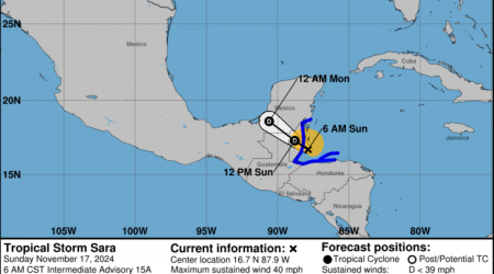 Tropical Storm Sara nears landfall along Belize as storm brings torrential rain to Honduras