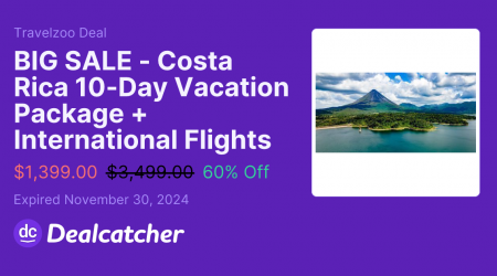 Travelzoo - BIG SALE - Costa Rica 10-Day Vacation Package + International Flights $1399