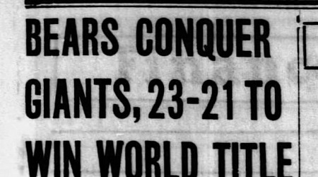 Today in Sports History: Chicago Bears win the first NFL championship