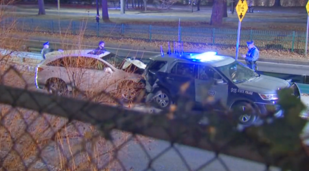 Storrow Drive police cruiser rear ended overnight